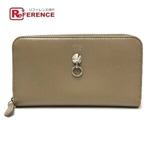 Fendi By the Way Zip Around Long Wallet Beige Leather